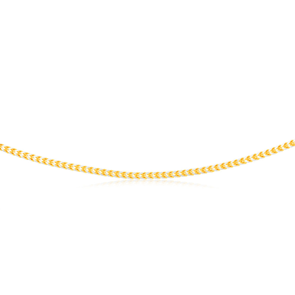 9ct Yellow and White Solid Gold Two-Tone 8-Side Diamond Cut Franco Chain | Elegant Unisex Jewelry for Everyday Wear & Special Occasions