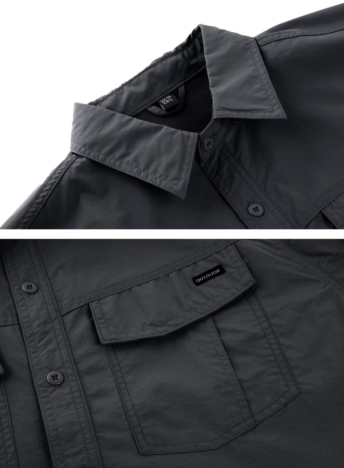 TACVASEN Men's Quick Dry Long Sleeve Shirt - Breathable & Comfortable for Outdoor Hiking & Travel