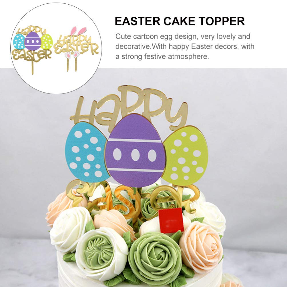 2pcs Easter Cake Toppers - Bunny & Egg Cake Decorations for Easter Desserts, Party Cakes, Cupcakes - Perfect for Easter Celebrations, Spring Parties & Holiday Baking