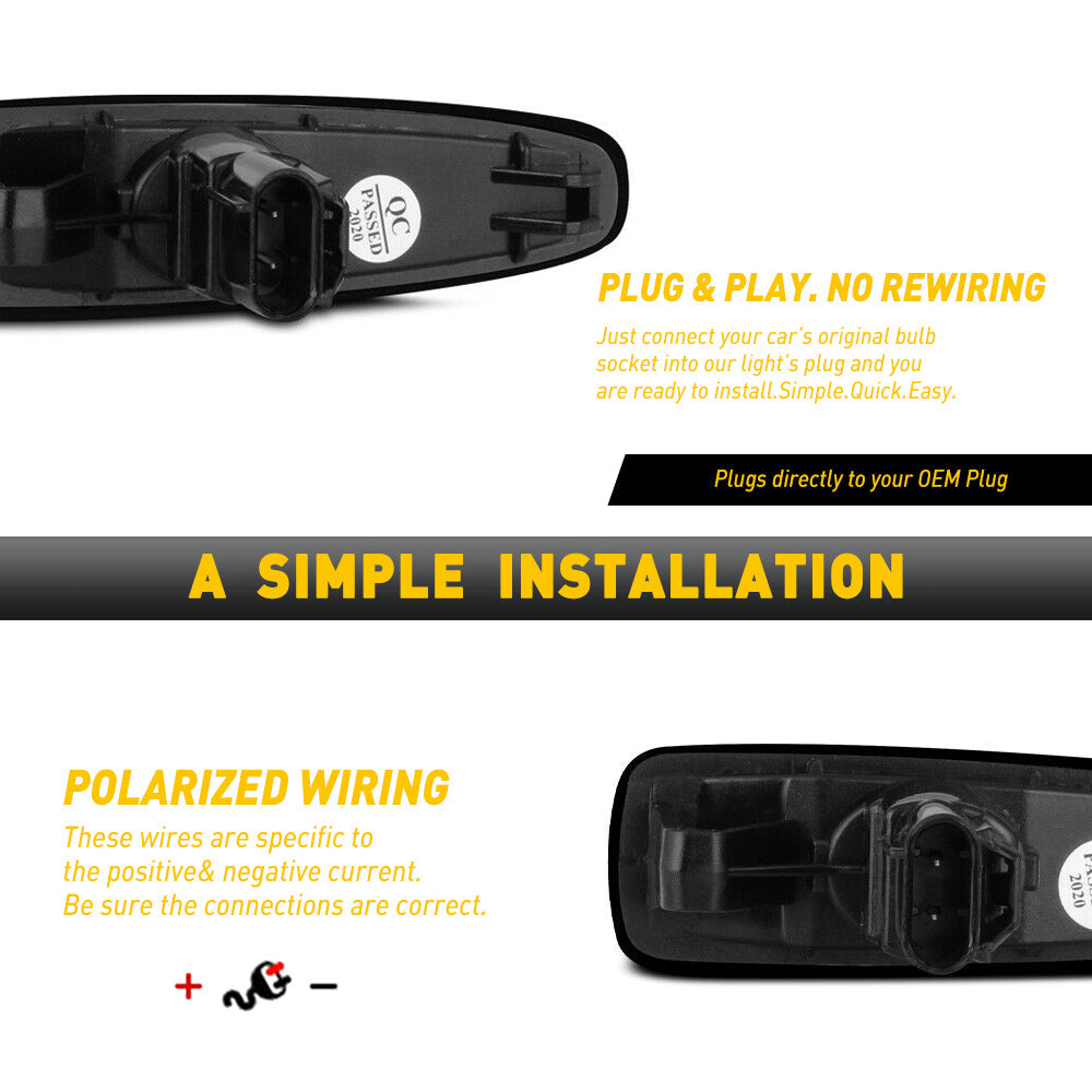 Smoked LED Side Marker Lights for Mitsubishi Lancer Evolution Mirage Outlander Sport - Front Fender Replacement - Enhance Visibility & Style for Night Driving & Car Shows