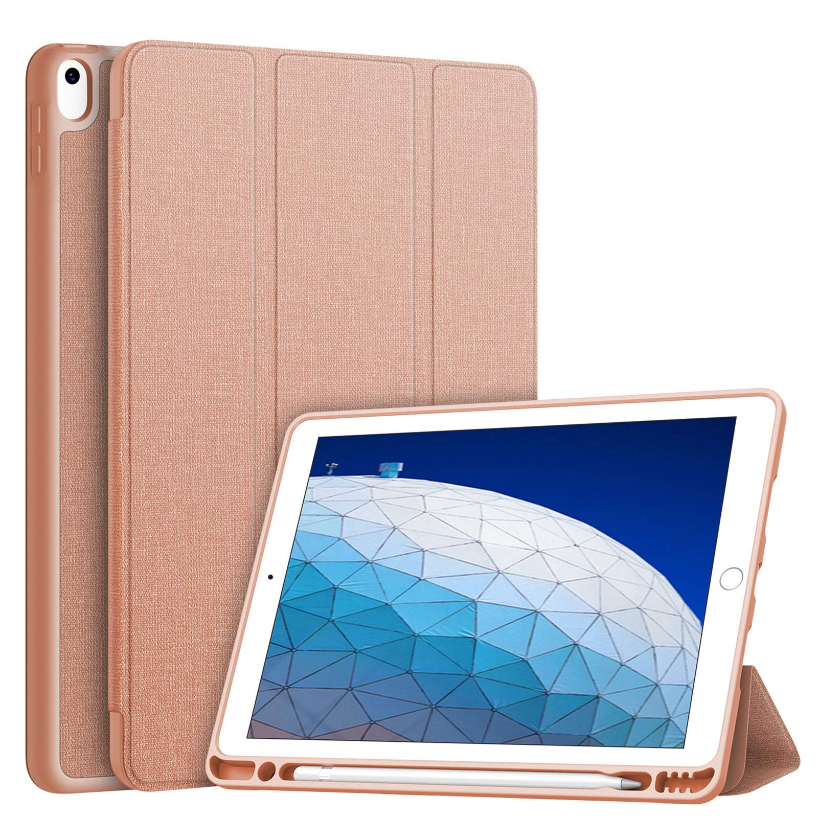 Soke Premium Smart Case for iPad Air 3 (2019) & iPad Pro 10.5 (2017) - Ultra Slim TPU Back Cover with Pencil Holder, Auto Sleep/Wake, Strong Protection - Rose Gold | Perfect for Work, Travel & School Use