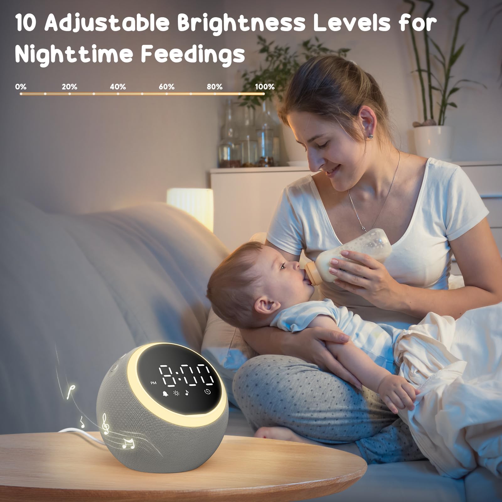 Rohent White Noise Sound Machine with Nightlight & Alarm Clock - 25 Soothing Natural Sounds, Adjustable Volume & Timer - Sleep Aid for Babies, Kids & Adults - Perfect for Nursery, Office, Meditation & Better Sleep