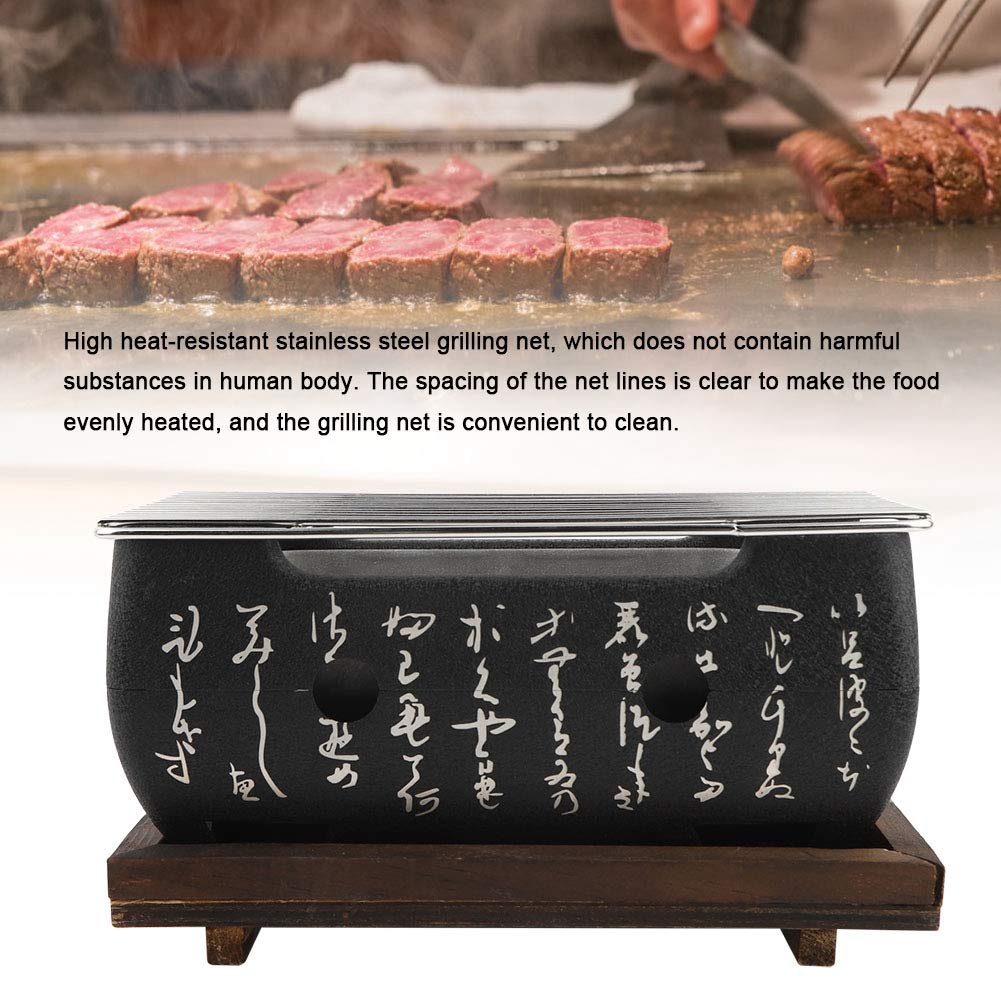 Premium Japanese Style Rectangular BBQ Grill - Traditional Charcoal Table Top Grill for Yakitori & Korean BBQ - Perfect for Outdoor Cooking, Camping & Backyard Parties