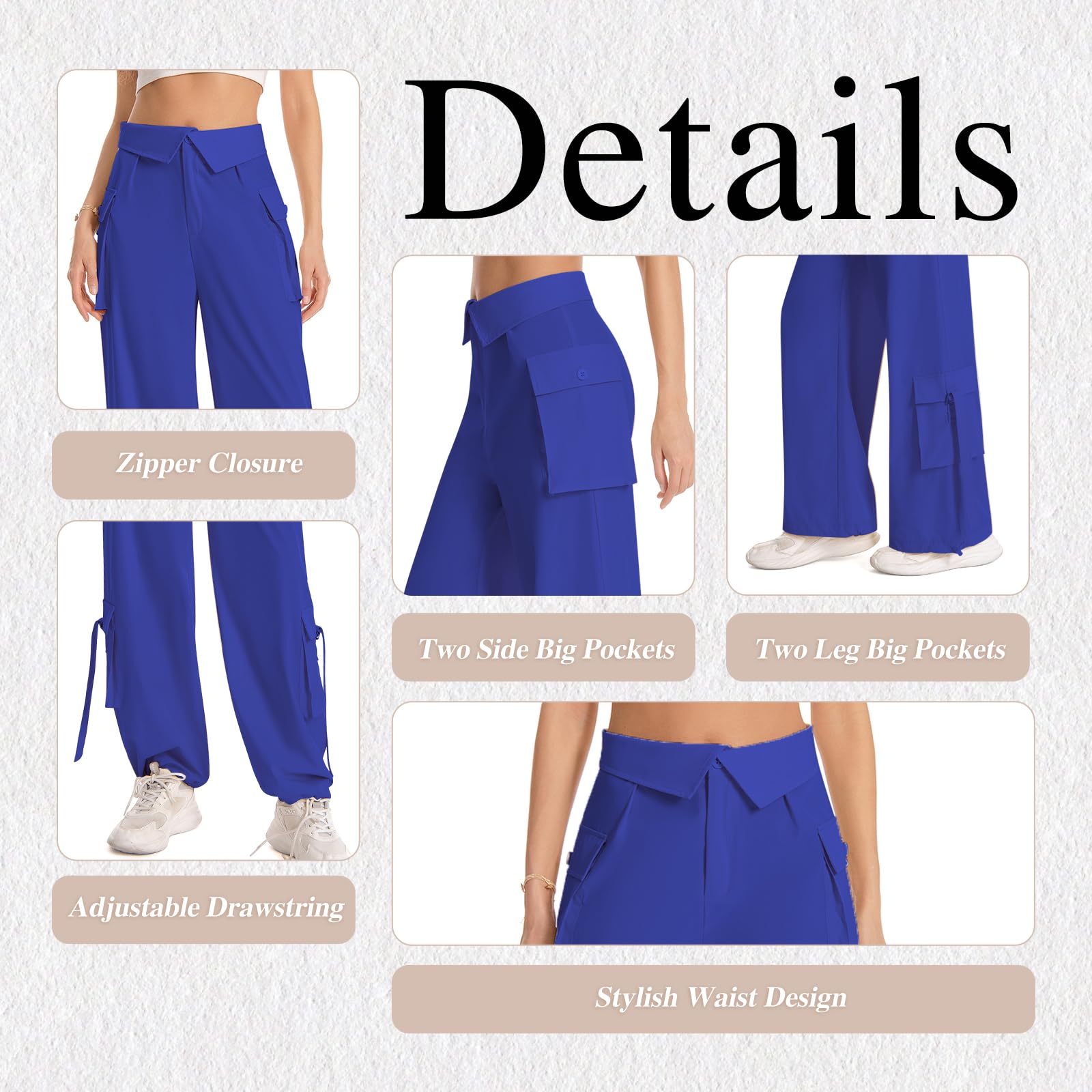 Y2K Women's Cargo Pants - High Waist Baggy Joggers with Pockets | Wide Leg Parachute Pants for Casual Wear, Hiking & Street Fashion