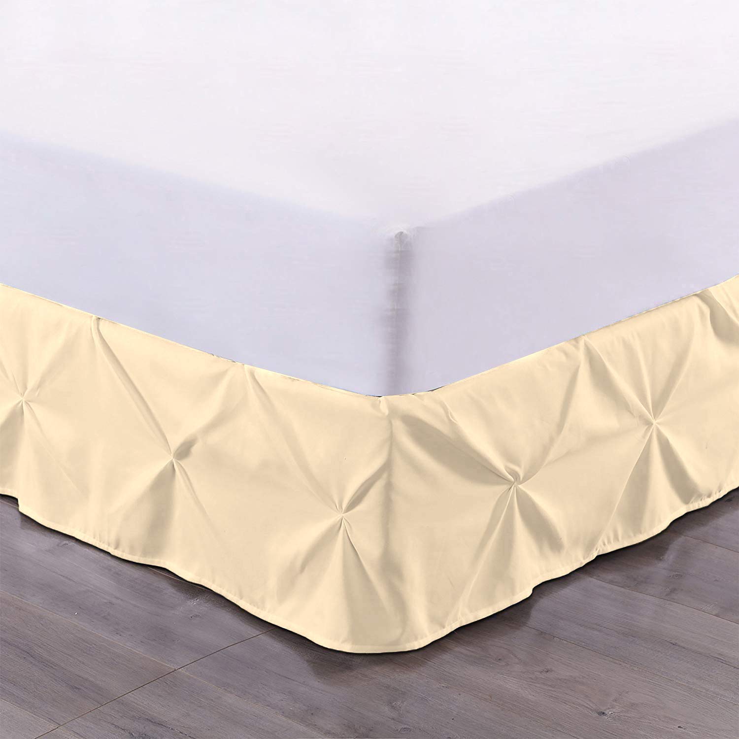 High Quality Cotton Pinch Pleat Pintuck Dust Ruffle Bed Skirt - 21