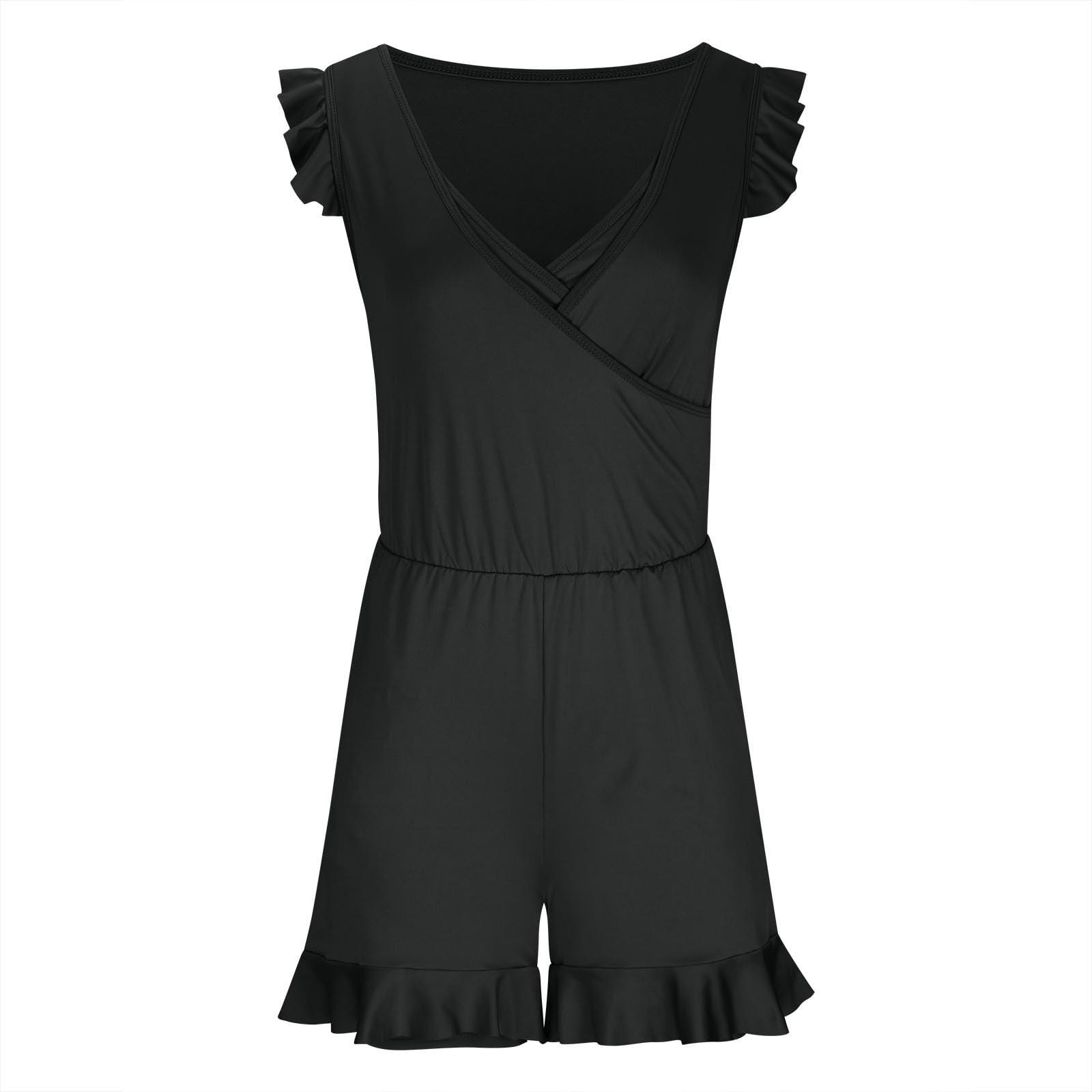Women's Ruffle Sleeve Romper Swimsuits - One Piece Bathing Suit with Built-in Bra & Shorts | Perfect for Beach Vacations, Pool Parties & Summer Getaways