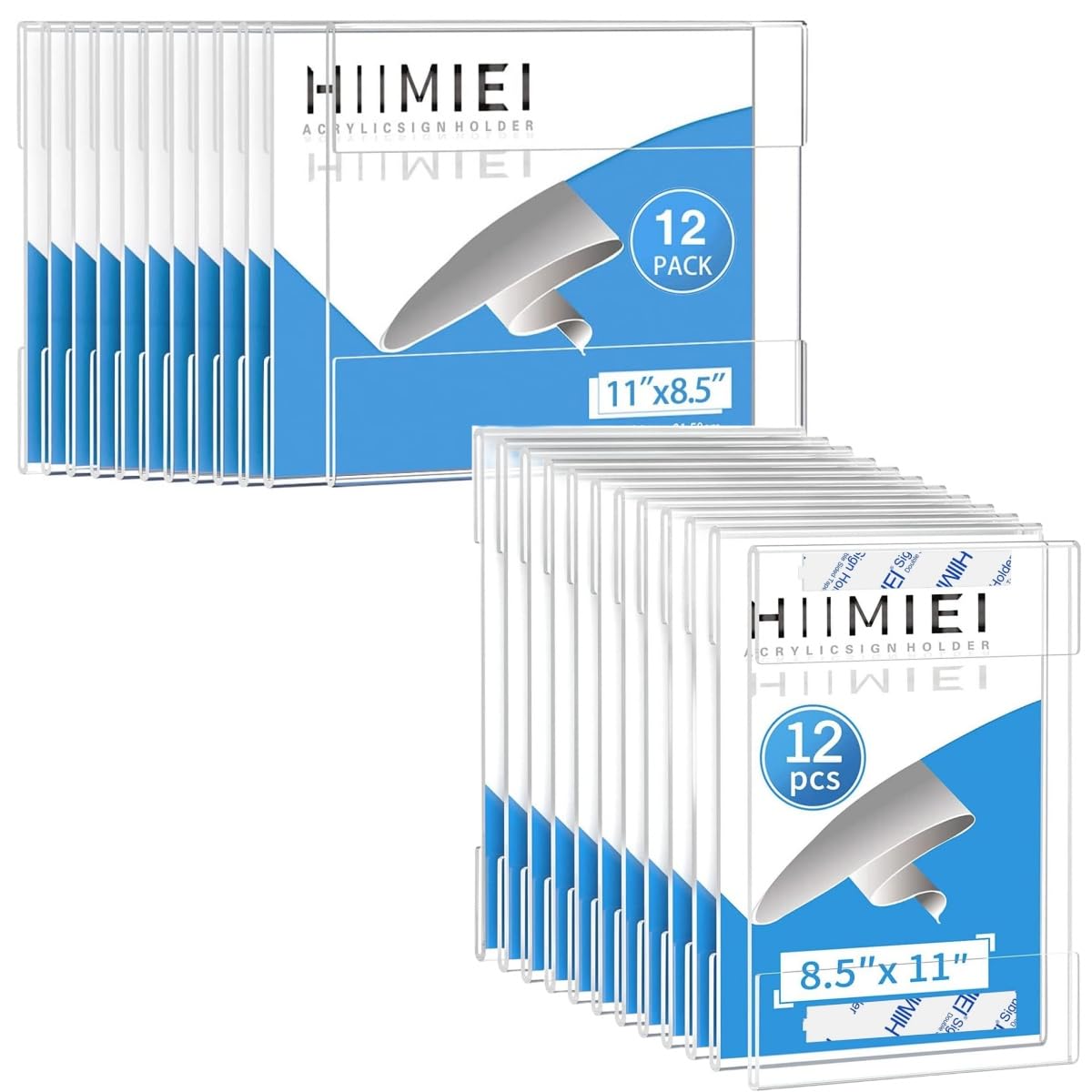 Clear Acrylic Wall Sign Holder 8.5x11 with 3M Tape - 12 Pack Vertical & 12 Pack Horizontal - Perfect for Retail Displays, Office Signs, and Restaurant Menus
