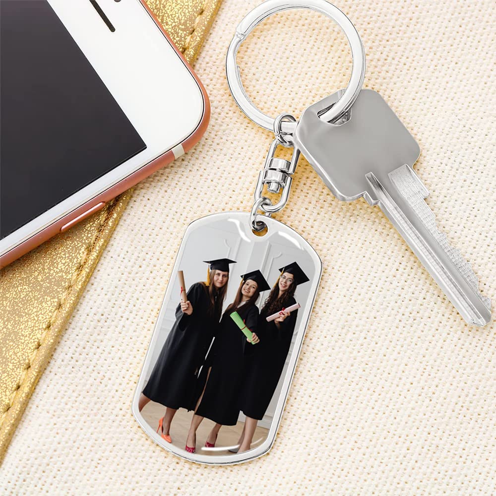 Personalized Graduation Keychain with Custom Photo & Name - Inspirational Gift for Graduates, Classmates & Friends - Perfect for Graduation Parties, School Events & Keepsake Memories