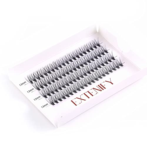 EXTENIFY Soft DIY False Eyelashes 0.07mm Ultra Thin - 20 Roots 80 Clusters C Curl 13mm Natural Looking Individual Eyelash Extensions for Home Use - Perfect for Daily Wear, Special Occasions & Bridal Makeup