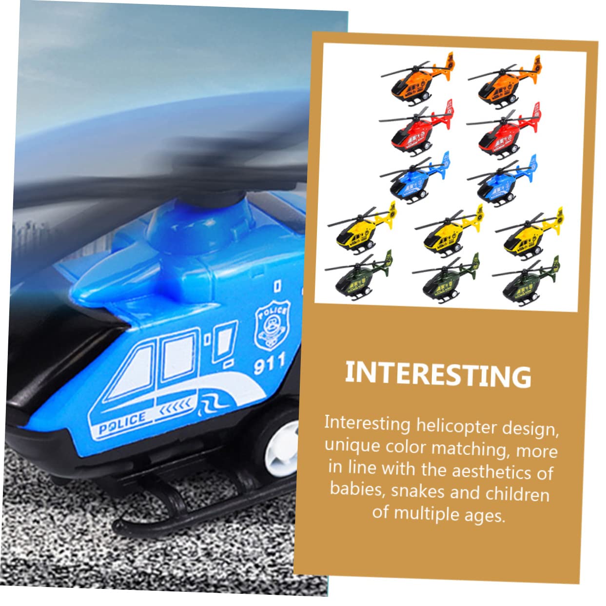 12-Piece Remove Helicopter Toy Set - Flying Aircraft Models for Kids & Toddlers | Inertial Helicopter Toys with ABS Material | Great for Birthday Gifts, Party Favors & Outdoor Play