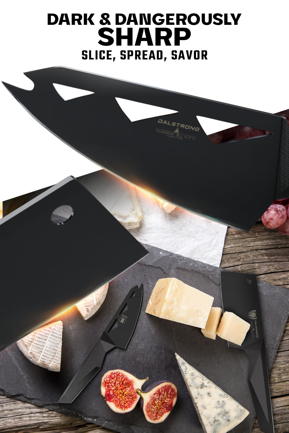 Premium 4-Piece Cheese Knife Set - Shadow Black Series - NSF Certified - Dalstrong - Perfect for Cheese Boards, Charcuterie & Entertaining