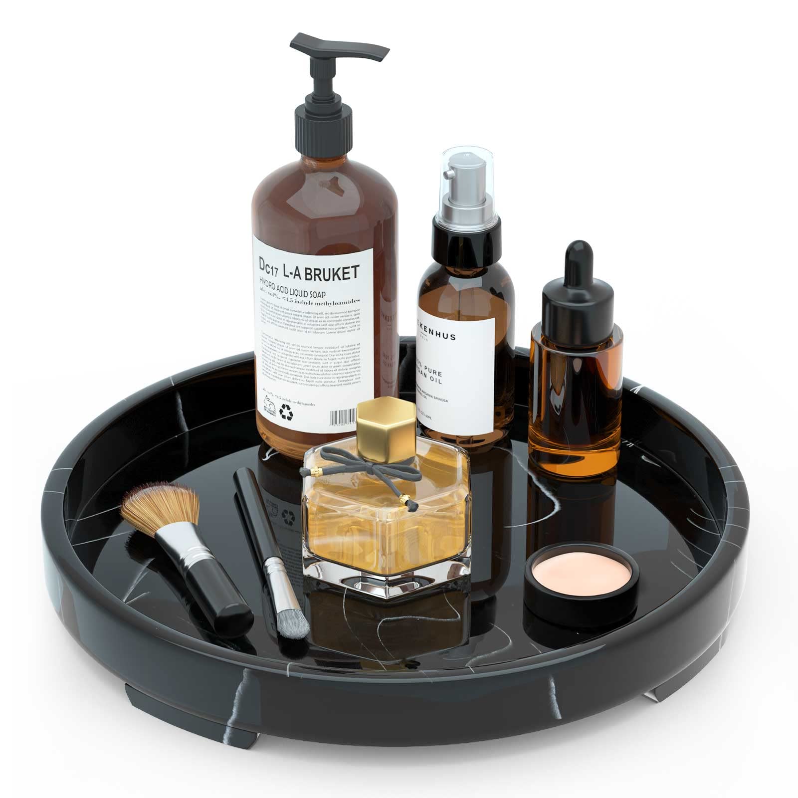 Jolitac Marble Bathroom Tray - Elegant Perfume & Jewelry Organizer with Ring Holder | Stylish Countertop Decor for Vanity, Kitchen, Coffee Table | Perfect for Candles, Soap, Towels & Tissue Box | Modern Home & Bathroom Accessory