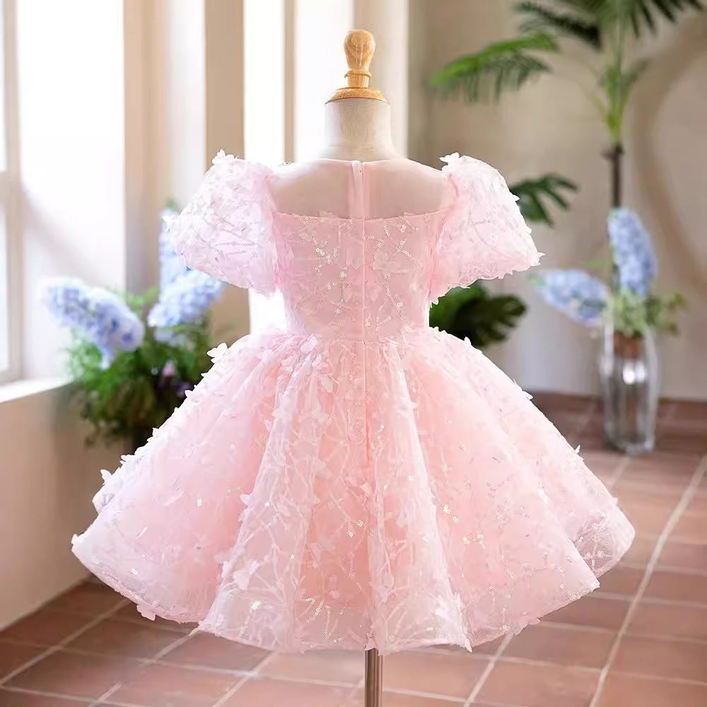 Pink Flower Girl Dress for Kids - Princess Birthday Party & Wedding Gown | Perfect for Special Occasions, Pageants & Photo Shoots
