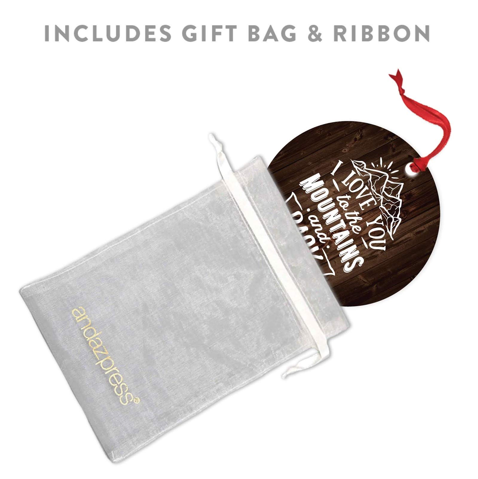 Rustic Wood & Metal Farmhouse Christmas Ornament - 'I Love You to The Mountains and Back' Keepsake - 1-Pack with Ribbon & Gift Bag - Perfect for Holiday Decor, Tree Trimming & Thoughtful Gifting