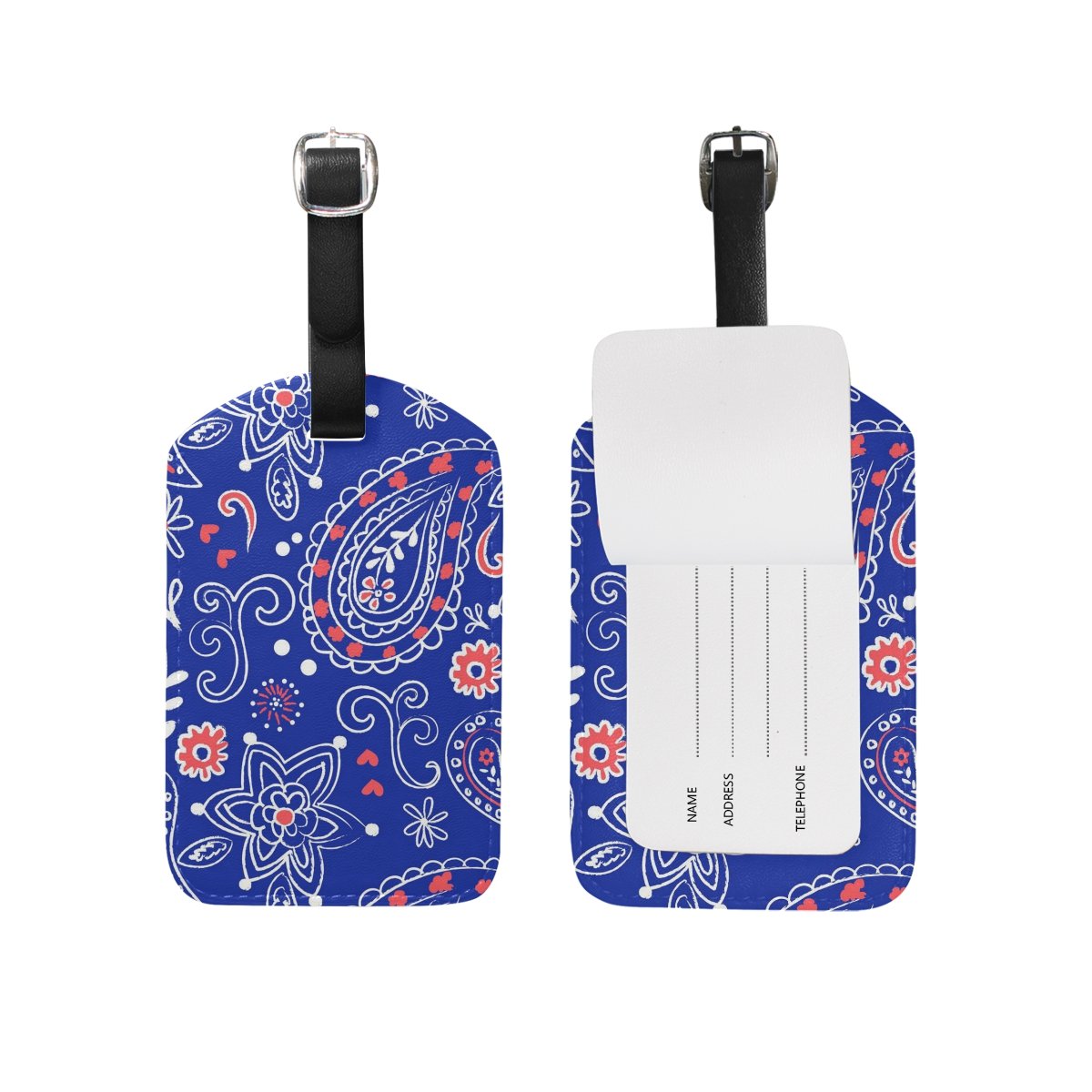 JSTEL Paisley Luggage Tags - Waterproof Suitcase ID Labels with Privacy Cover for Travel - Perfect for Airports, Cruises & Business Trips