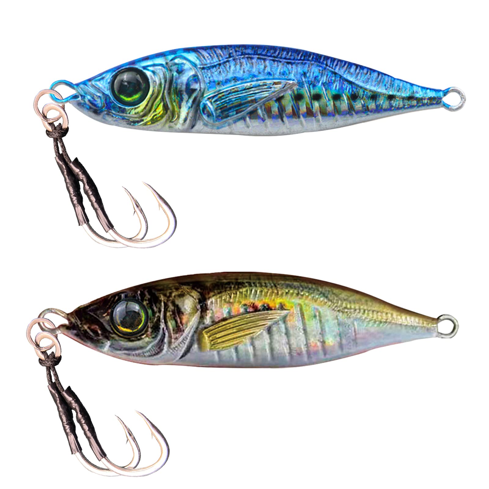 2Pcs Slow Pitch Jigs Lures - Saltwater Fishing Jigs with Butterfly Hooks - Metal Spoons for Speed Jigging & Slow Sinking - Perfect for Deep Sea Fishing, Trolling & Offshore Angling