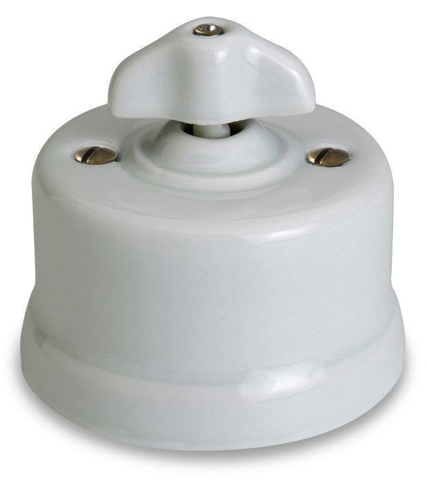 Double Dimmer Switch - White Porcelain Rotary Dimmer with Crown Function for Wall-Mounted Lighting Control | Perfect for Living Rooms, Bedrooms, and Hallways