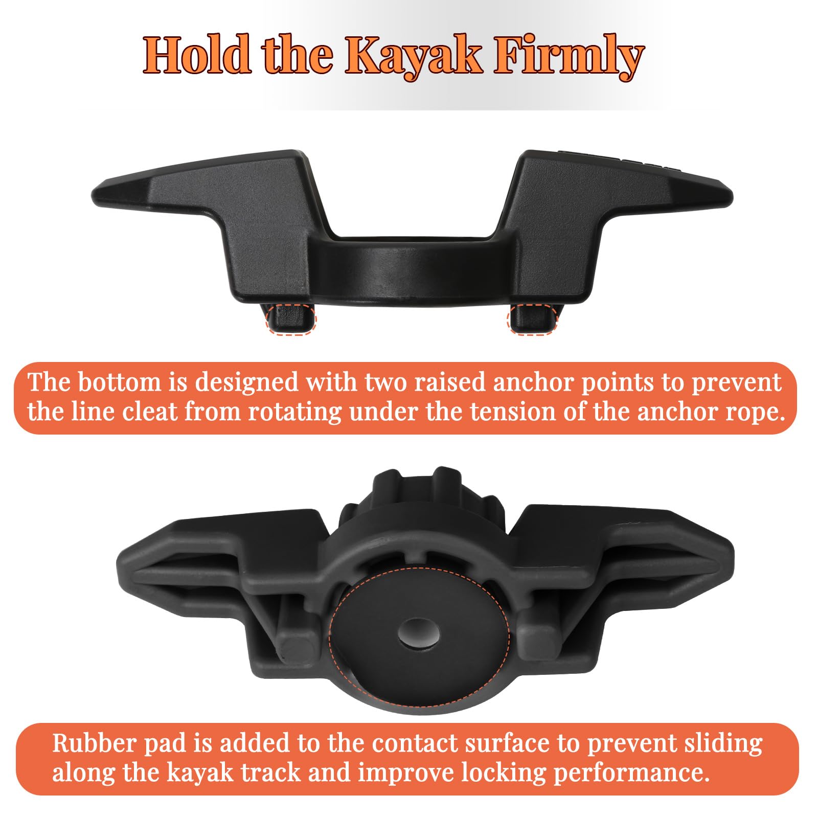 Heavy Duty Kayak Anchor Cleat - Universal Track Mount for Kayaks, Secure Rope Cleat for Kayak Rail Accessories - Perfect for Fishing, Camping & Water Sports