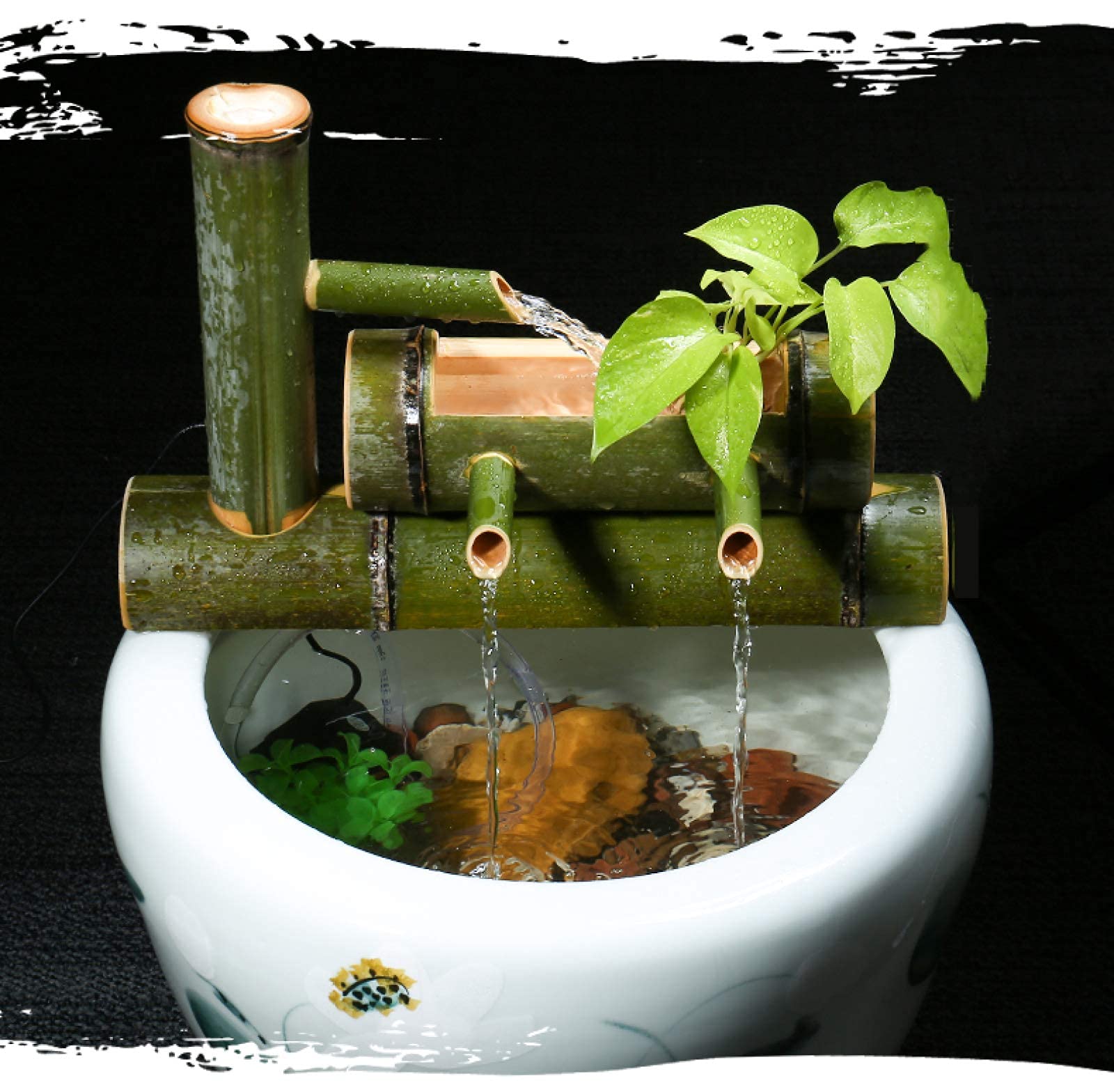 Solar Powered Bamboo Fountain - Outdoor Water Feature for Garden, Fish Tank & Landscaping | Relaxing Water Jet, Lucky Wind Wheel & Natural Humidifier | Perfect for Patio, Backyard & Zen Decor