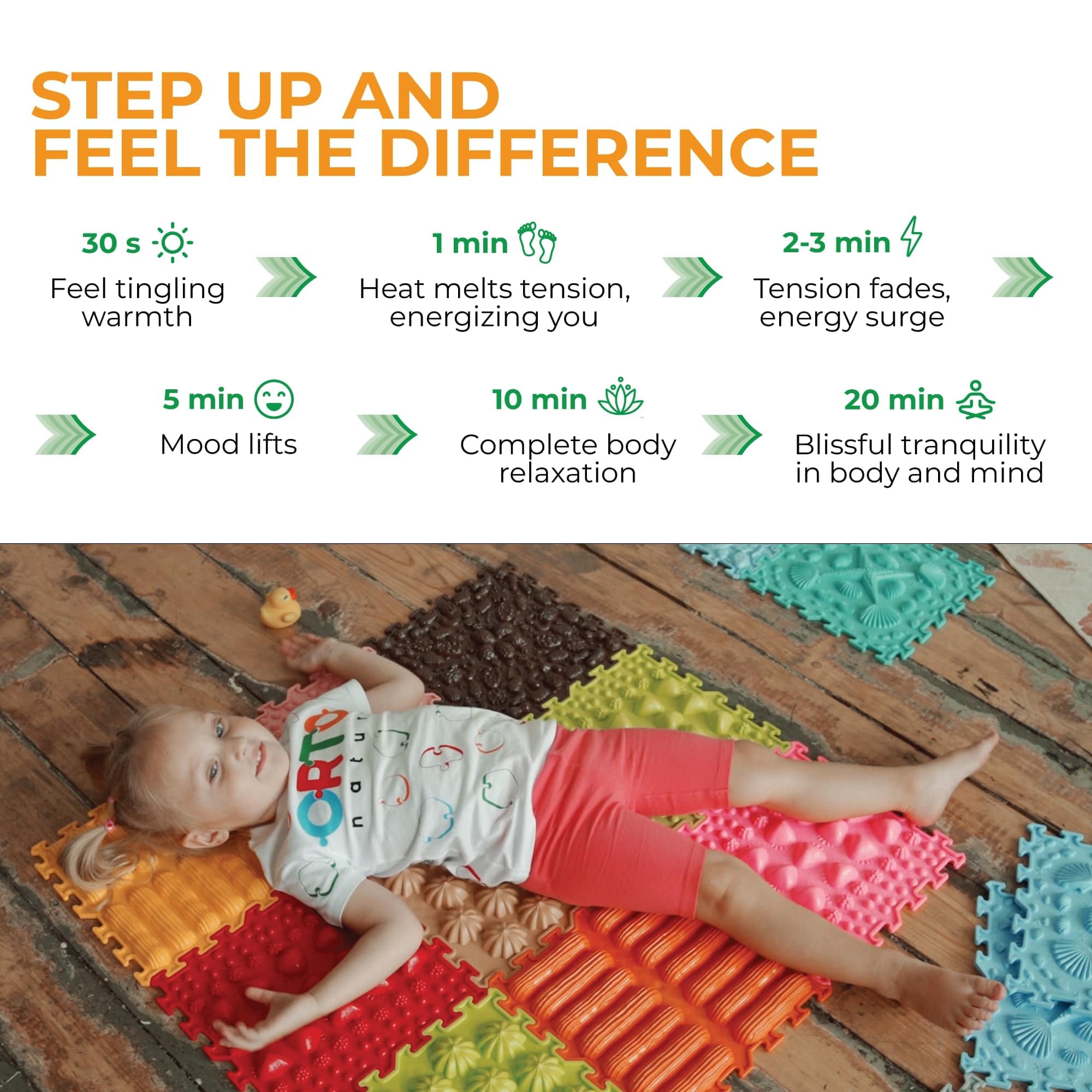 ORTO NATURE 16-Piece Sensory Puzzle Play Mat – Interlocking Orthopedic Floor Tiles & Textured Sensory Mats for Kids & Adults (Joyful Land) – Perfect for Playrooms, Therapy & Home Gym Flooring