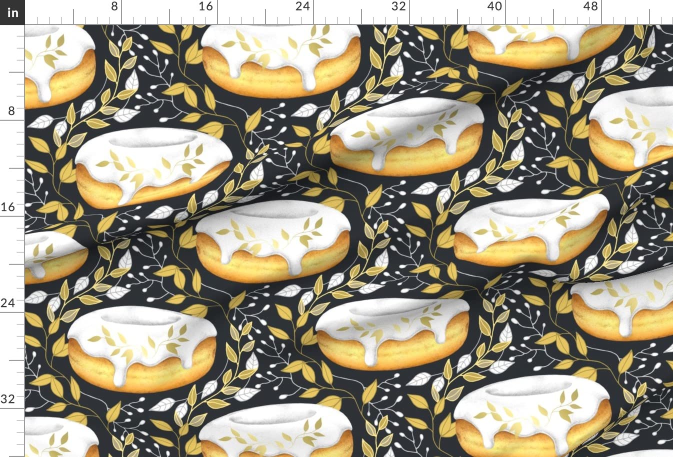 Premium Spoonflower Upholstery Velvet Fabric - Doughnut Damask Print for Home Decor & Apparel | Breakfast & Dessert Themed Donut Design | Perfect for Curtains, Throw Pillows & Skirts (Sold by The Yard)