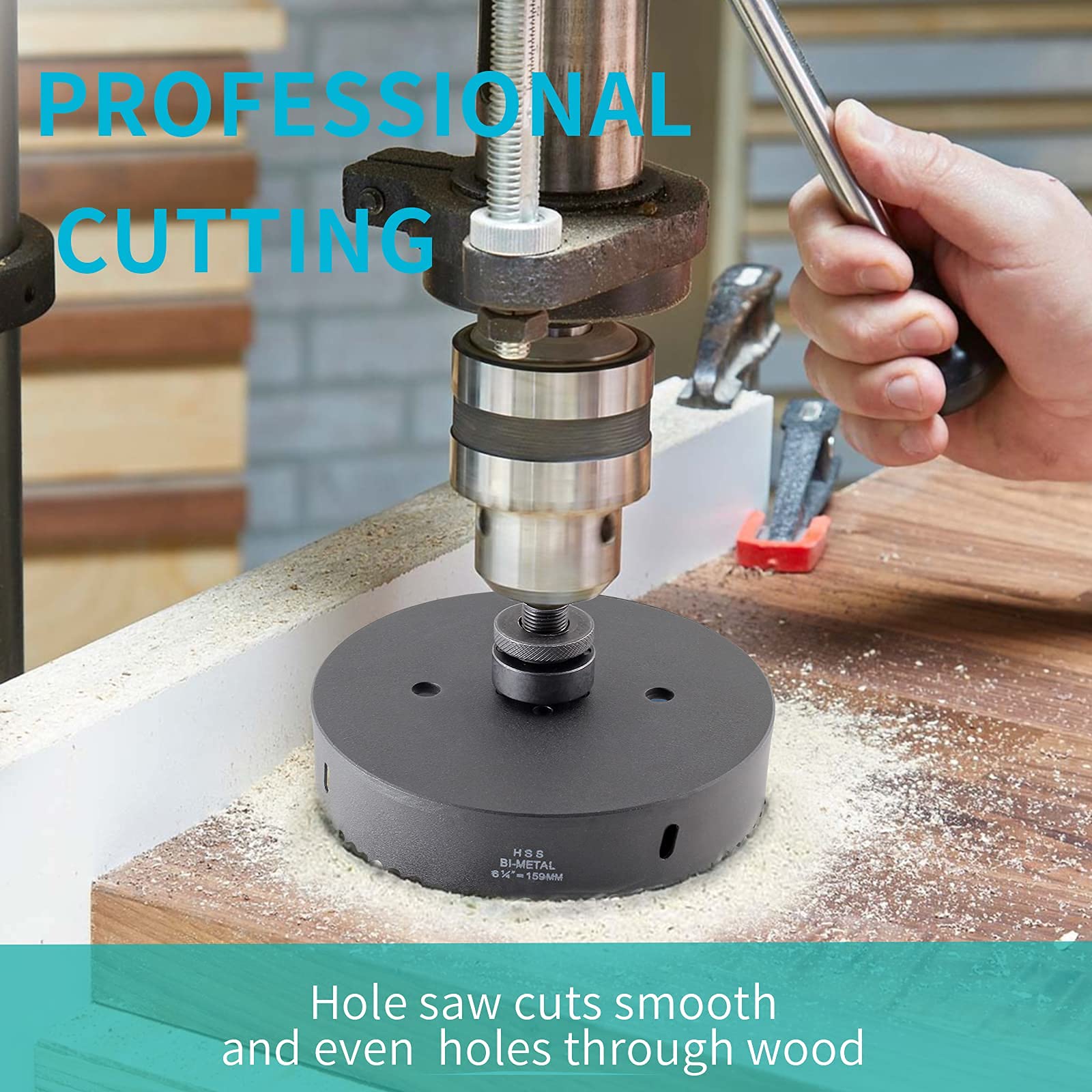 6.25 Inch Hole Saw - Heavy Duty HSS Bi-Metal Cutter for Wood, Metal & Plastic - DIY & Construction Use