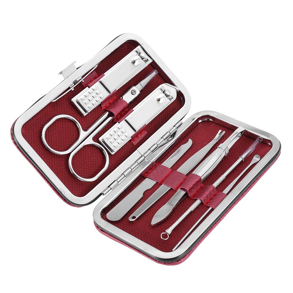 AUNMAS 8-Piece Stainless Steel Manicure & Pedicure Set - Professional Nail Clippers, Scissors, Grooming Kit for Fingernails & Toenails - Durable Nail Care Tools for Home, Salon & Travel Use