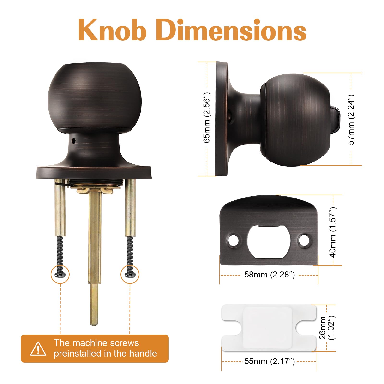 Probrico 8 Pack Oil Rubbed Bronze Interior Door Knobs with Privacy Lock - Bedroom & Bathroom Door Handles for Standard Doors - Perfect for Home, Office, and Rental Properties