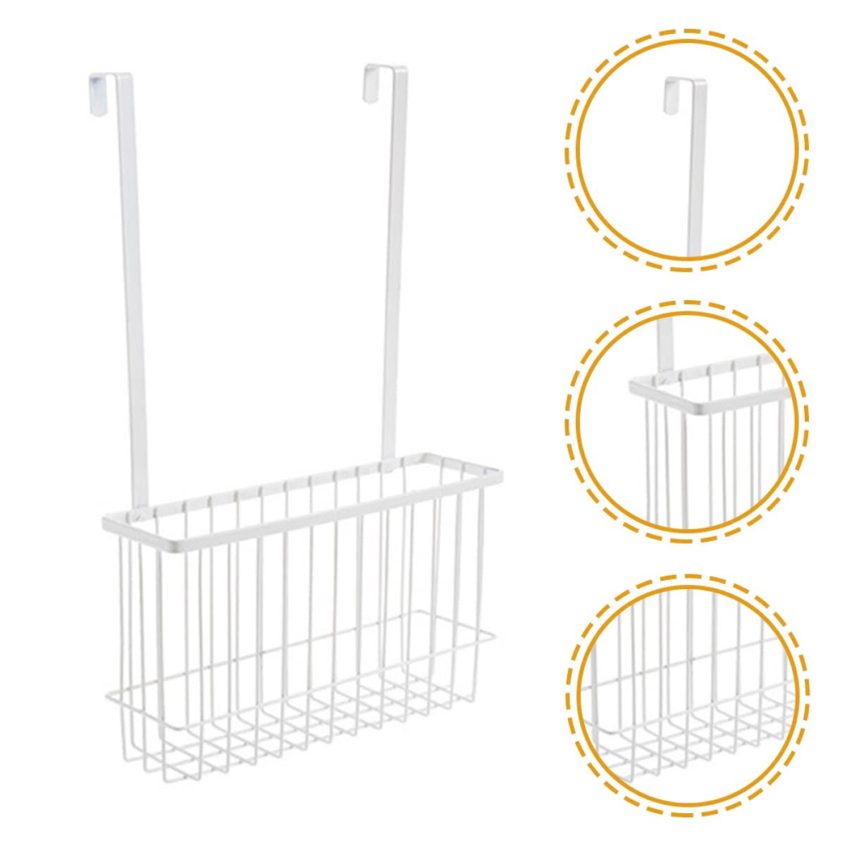 Stainless Steel Wire Cabinet Door Organizer - White Kitchen Hanging Basket (41x26.5cm) - 2-Tier Space Saving Storage for Cookware, Pans & Cutting Boards - Perfect for Small Kitchens & Pantry Organization