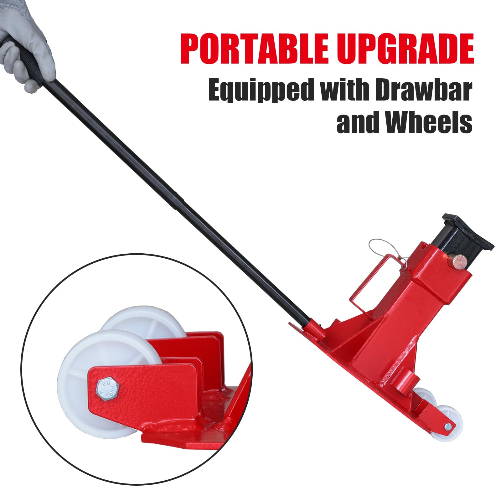 Torin Heavy Duty 12 Ton (24,000 lb) Capacity Jack Stands - Pin Style with 2 Casters & Handle for Easy Transport - Car, SUV, Truck & Pickup Support - Ideal for Garage Repairs, Tire Changes & Vehicle Maintenance - BIG RED ATZ120006P (Red)