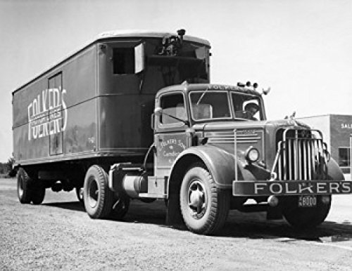 Vintage Man Driving a Truck Wall Art Poster Print - 18x24 Inches - Perfect for Garage, Man Cave, or Office Decor