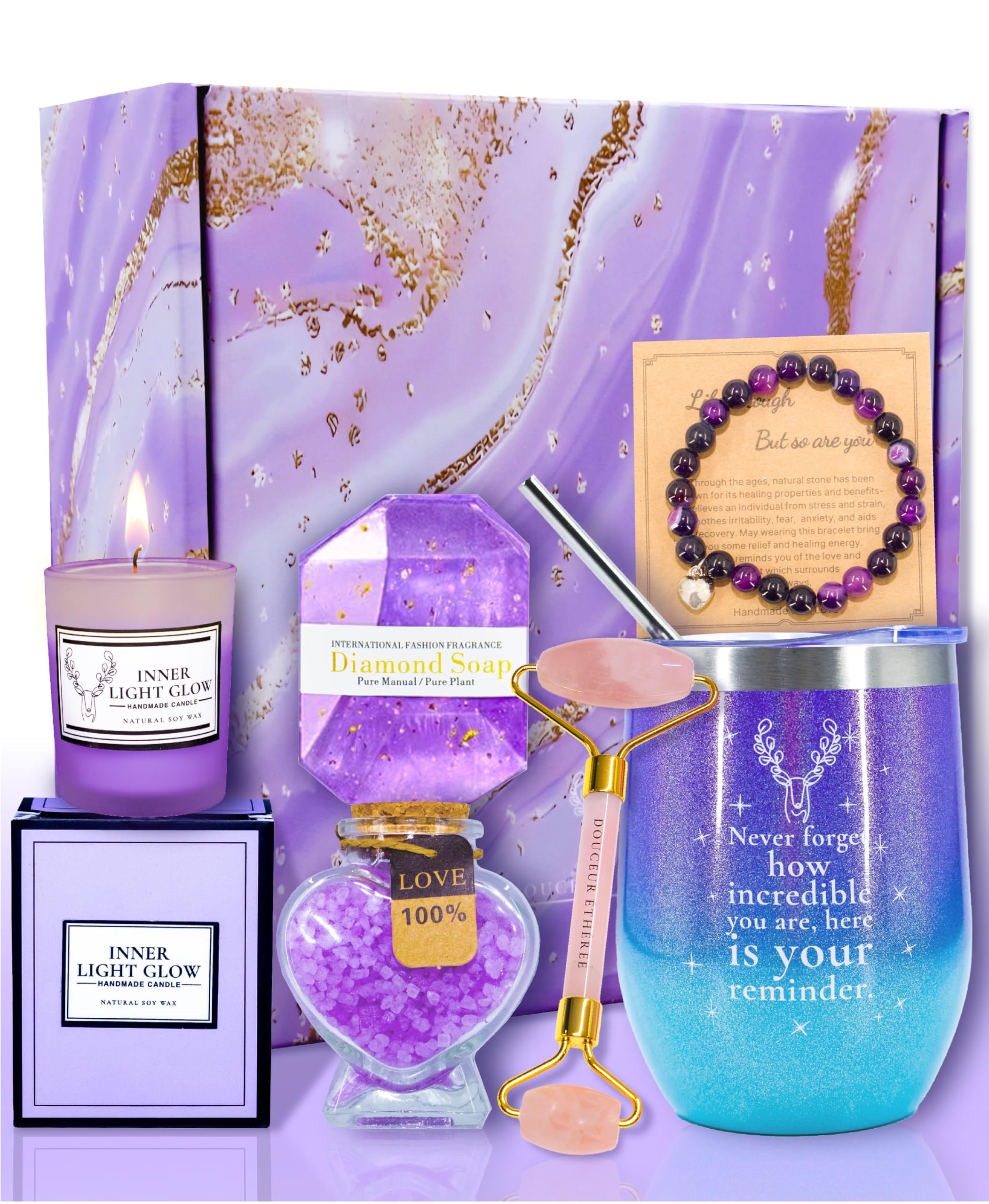 Lavender Spa Gift Set for Women - Relaxing Birthday, Valentine's Day & Anniversary Present for Girlfriend, Wife - Perfect for Self-Care, Romantic Gifts & Stress Relief