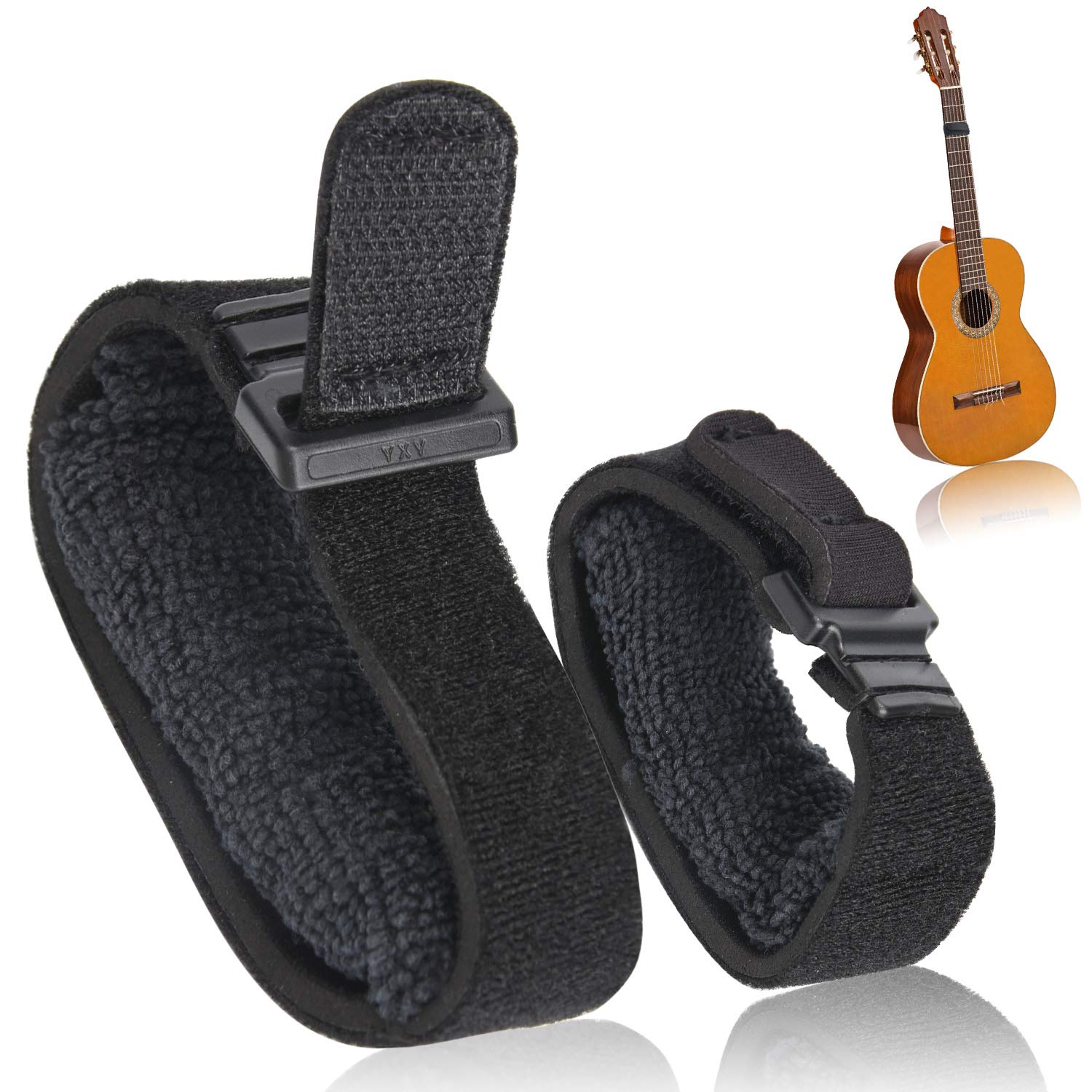 Facmogu 2-Pack Adjustable Guitar String Mute Dampener - Bass & Acoustic Guitar Silencer, Fretboard Muting Straps, Noise Reduction Tape - Black | Perfect for Live Performances, Studio Recording & Quiet Practice