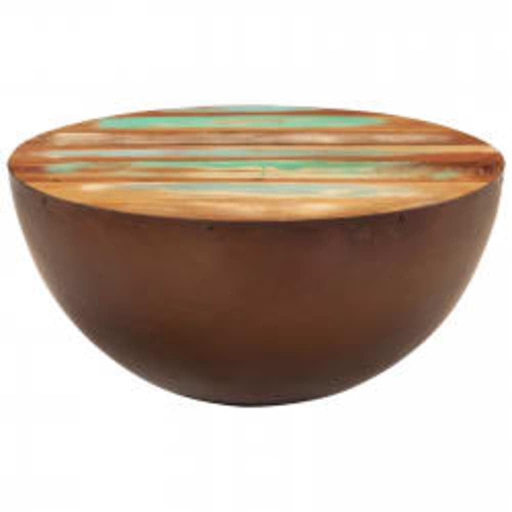 Modern Coffee Table with Bowl-Shaped Steel Base & Reclaimed Wood Top - Perfect for Living Room, Lounge, and Office Decor