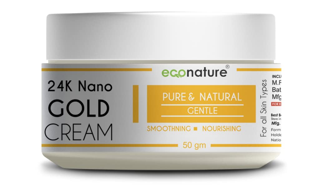 Econature 24K Gold Facial Cream 50g with Free 24K Gold Face Scrub - Anti-Aging Moisturizer for Radiant & Youthful Skin | Day & Night Hydration for Dry, Sensitive & Mature Skin | Luxury Skincare Gift Set