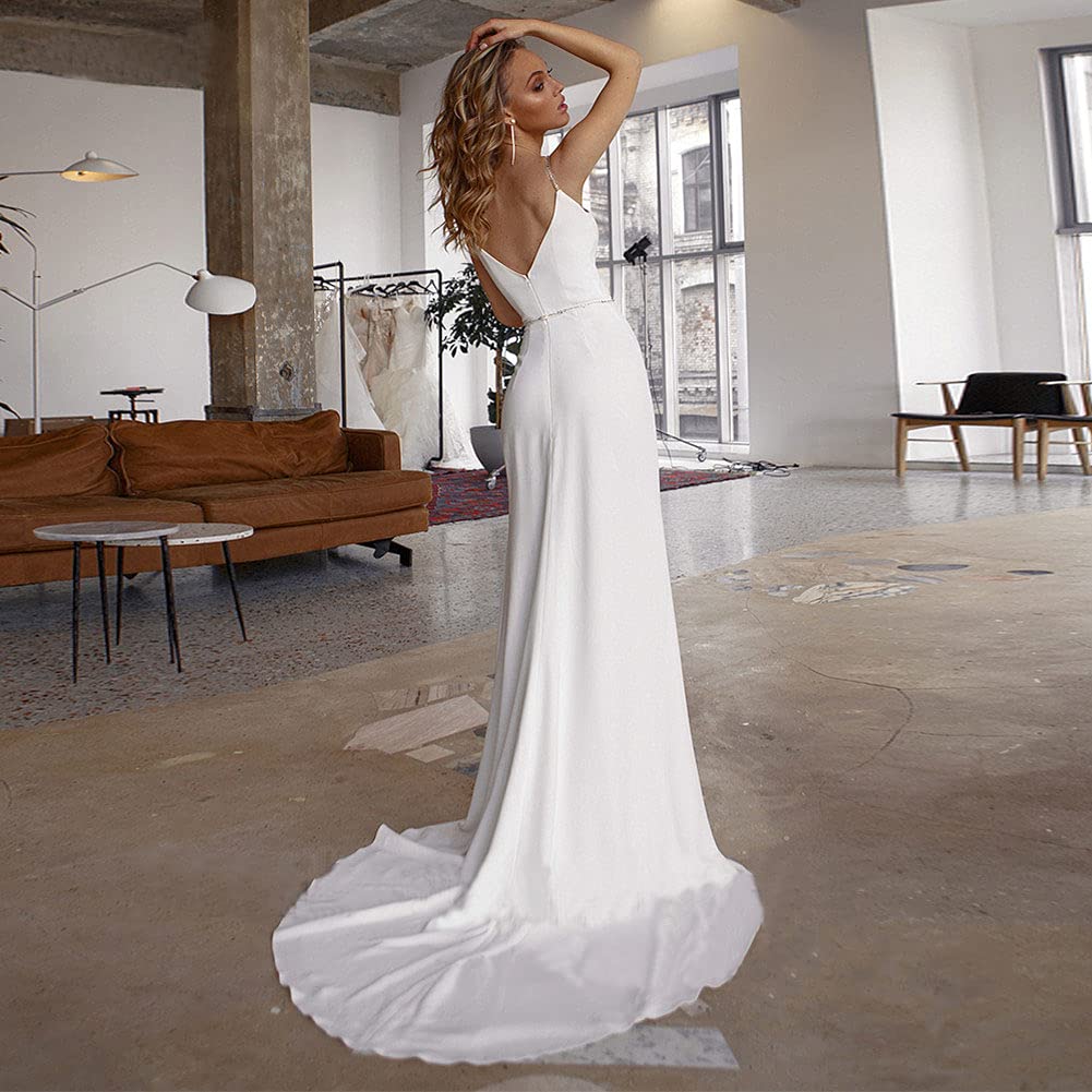 Elegant Mermaid Wedding Dress for Women with Spaghetti Straps & Luxury Beading - Princess Party Gown for Bridal, Prom, Evening Gala & Formal Events