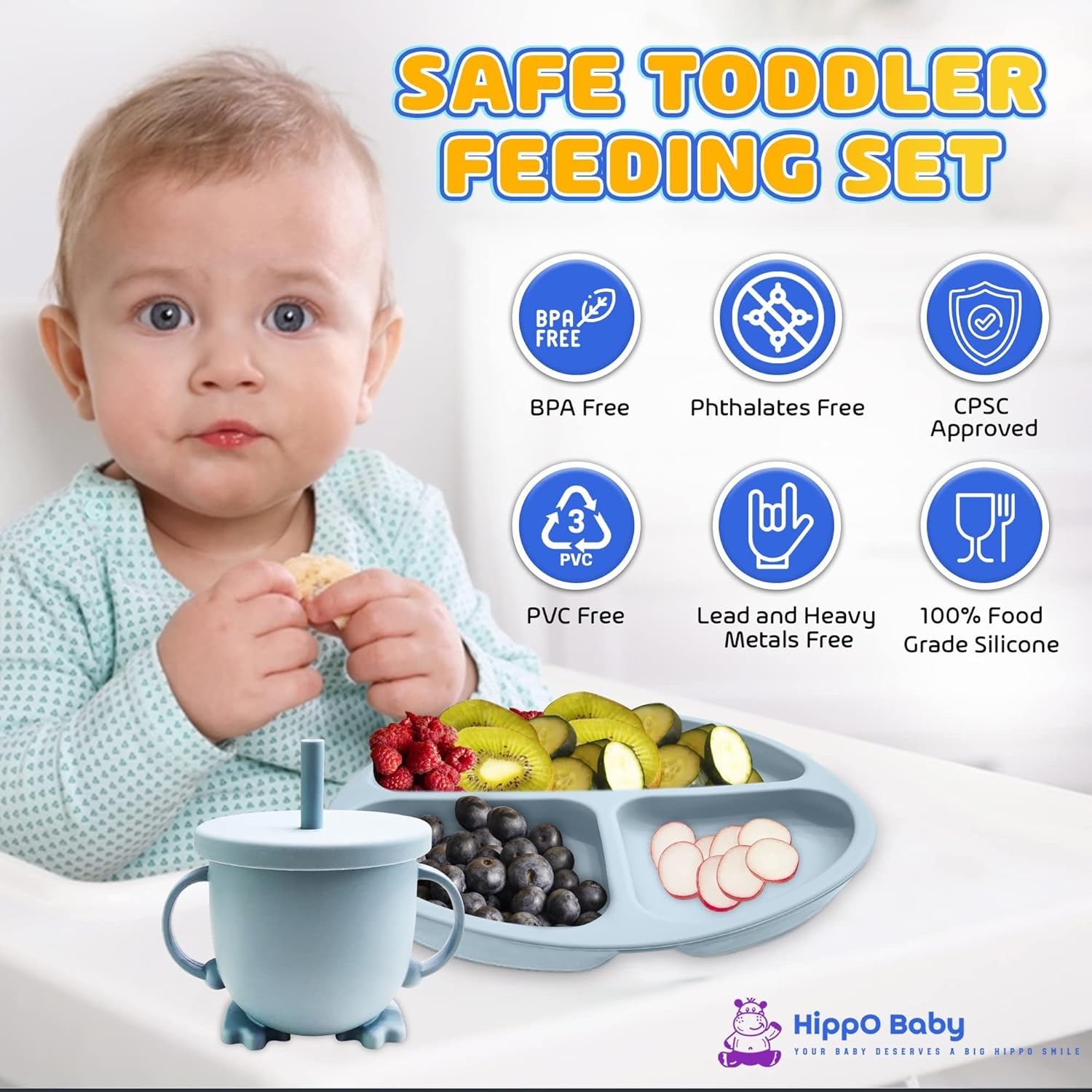 **10-Piece Silicone Baby Feeding Set - Toddler Plates, Bowls & Self-Feeding Spoons with Suction | BPA-Free Baby-Led Weaning Supplies | Perfect for Mess-Free Mealtime & Travel**
