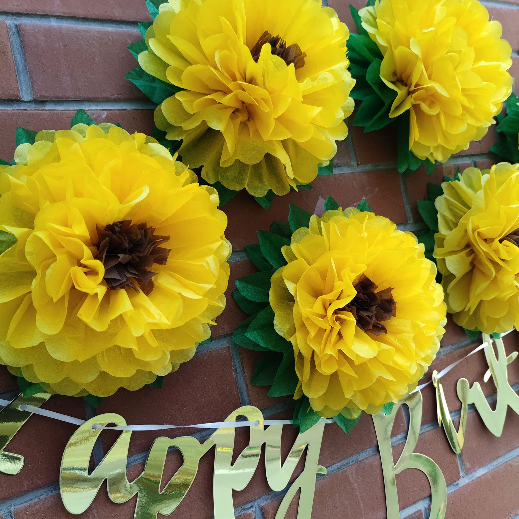 Sunflower Tissue Paper Decorations - Pack of 6 for Wall Decor, Birthday Party Backdrop, Home & Wedding Decorations | Perfect for Spring Parties, Baby Showers & DIY Crafts