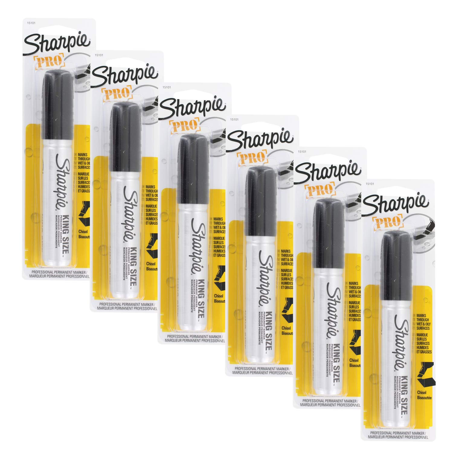 SHARPIE 15101PP Pro King Size Permanent Marker - Black Ink, 6-Pack (6 Markers) | Ideal for Office, School, Art & DIY Projects