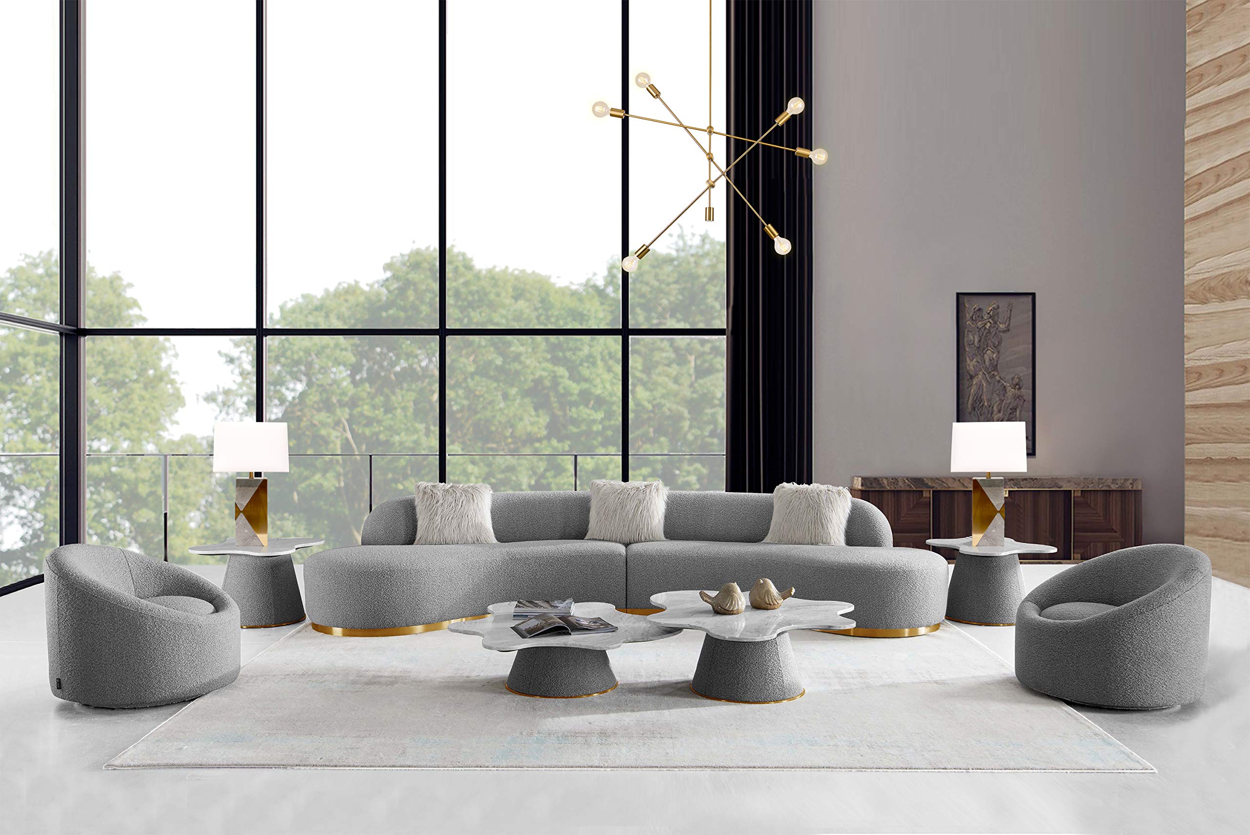 Pasargad Home Simona Real Marble Top Coffee Table - 47.2