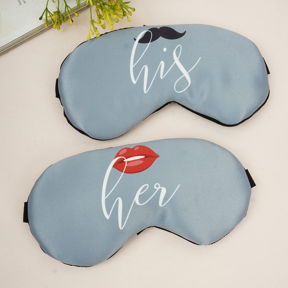 His & Her Printed Couple Eye Mask for Sleeping, Travel - Soft Comfortable Sleep Mask for Men & Women (7.5 x 4 Inches) - Perfect for Couples, Travelers & Light Sleepers