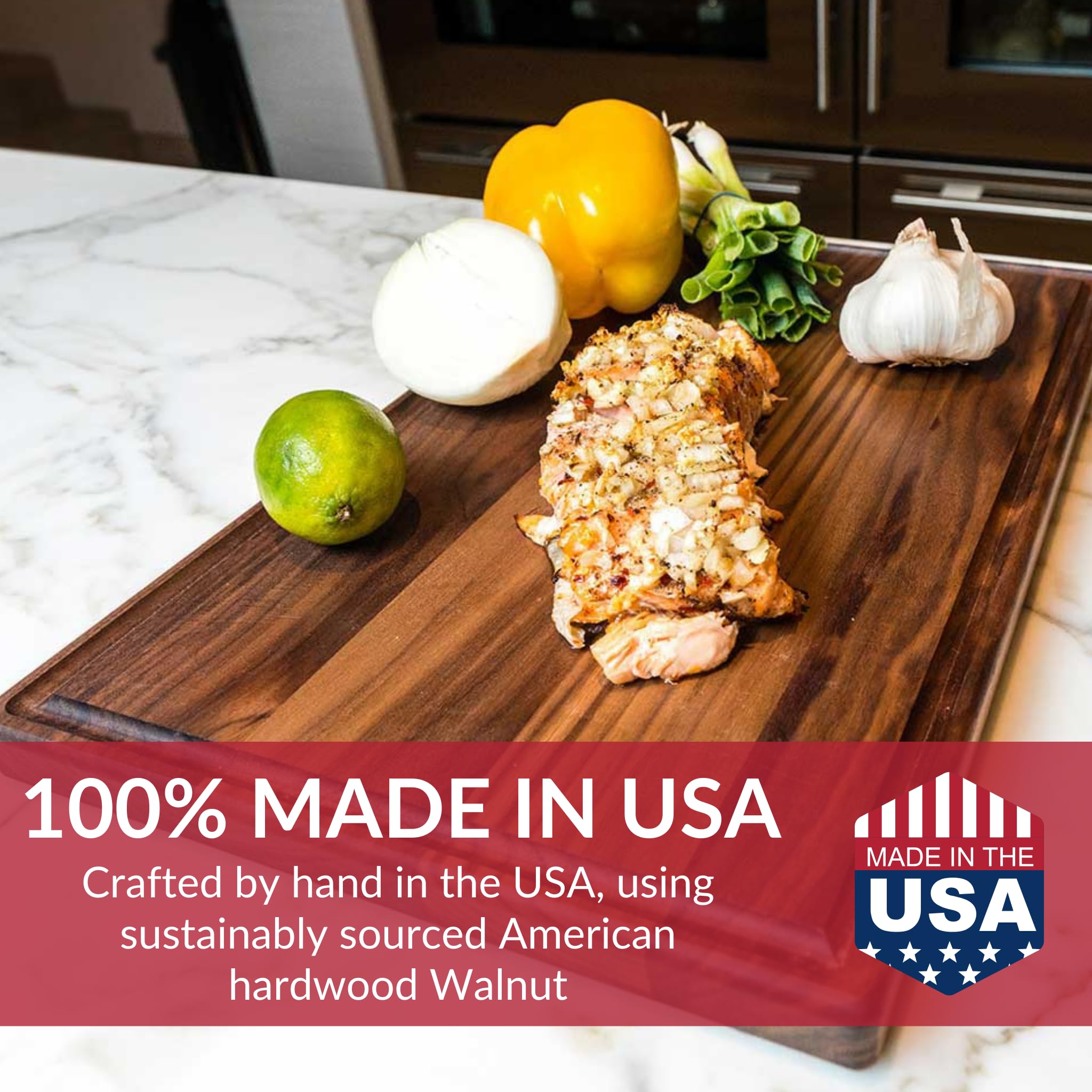 Premium Black Walnut Wood Cutting Board - Handcrafted in USA by Virginia Boys Kitchens - Large 17x11 Butcher Block with Juice Groove - Sustainable Hardwood for Meat Carving, Cheese Serving & Kitchen Prep - Perfect Gift for Chefs & Home Cooks