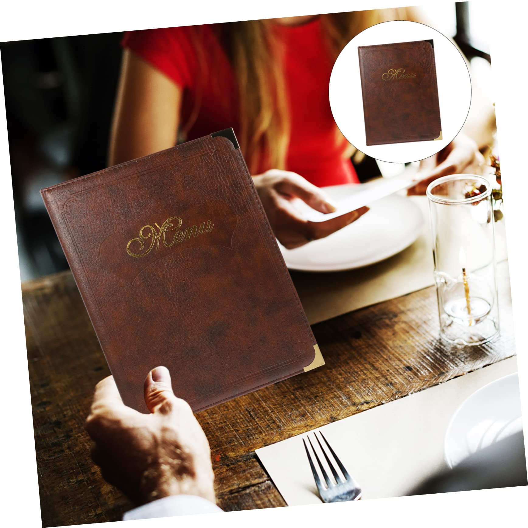 Premium Leather A4 Menu Holder - Restaurant Guest Check & Order Display Stand - Durable Leather Menu Book Cover for Tabletop Use - Ideal for Cafes, Bars, and Fine Dining Establishments