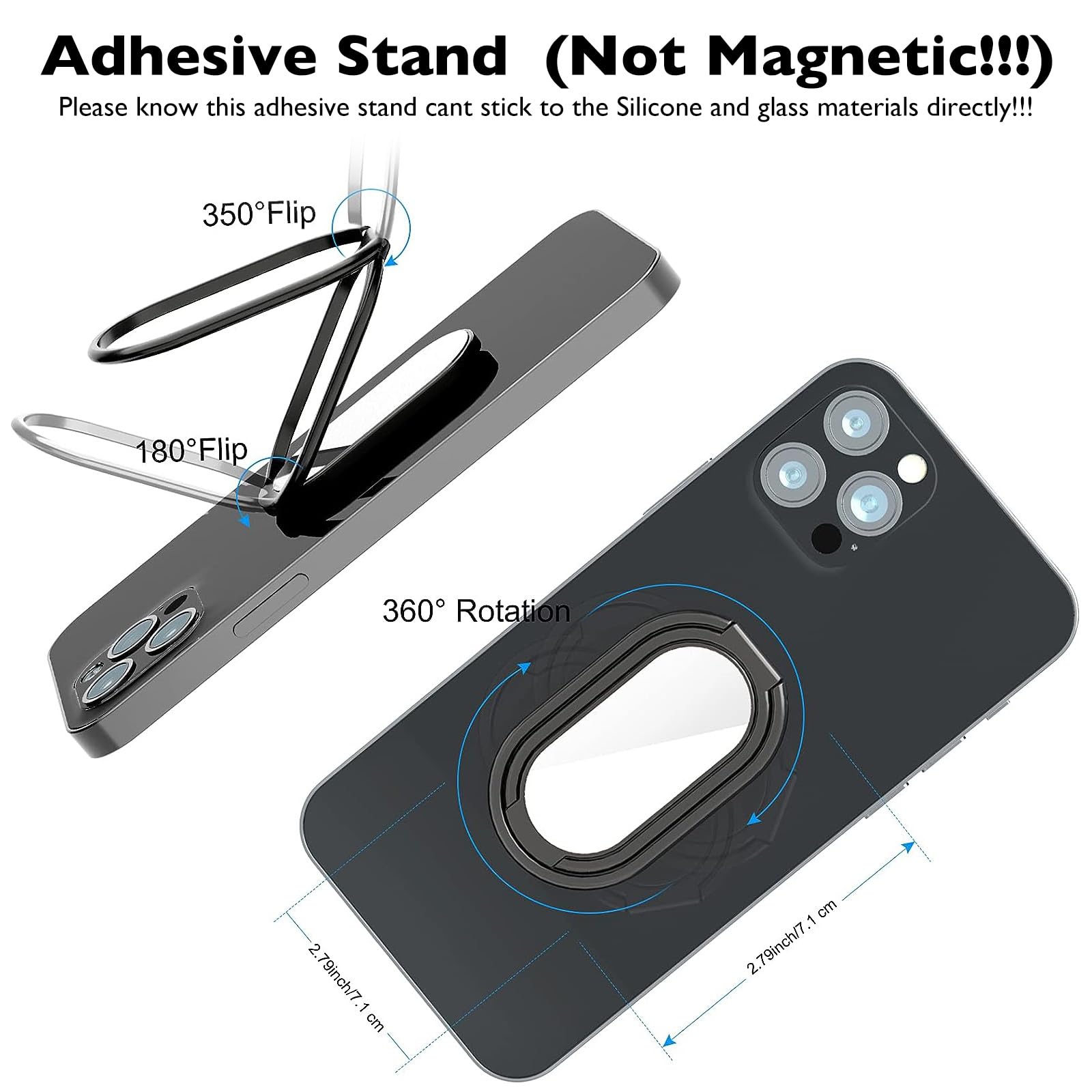 360° Rotating Magnetic Phone Ring Holder & Kickstand - Foldable Phone Grip for Car Mount, Hands-Free Viewing - Compatible with iPhone, Samsung, Most Smartphones (Perfect for Driving, Video Calls & Selfies)