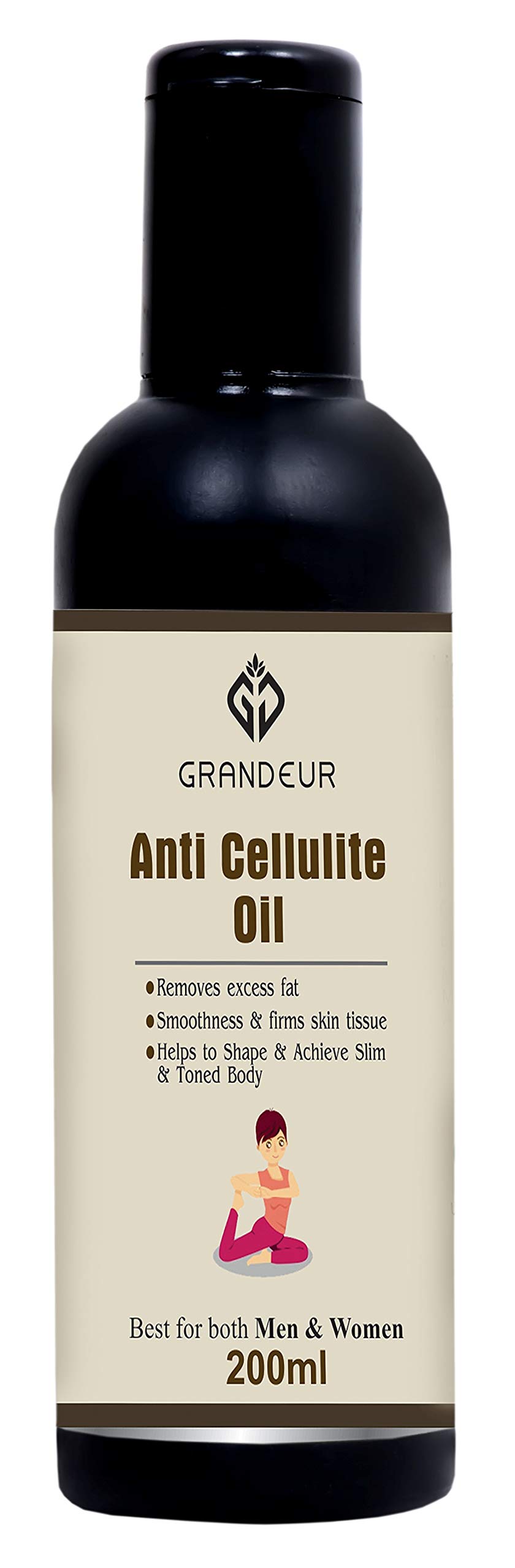 Grandeur Anti-Cellulite & Skin Toning Fat Burning Oil - 200ml for Stomach, Hips, Thighs, Arms | Natural Slimming & Weight Loss Solution | Body Contouring for Women | Perfect for Post-Workout Massage & Daily Body Care