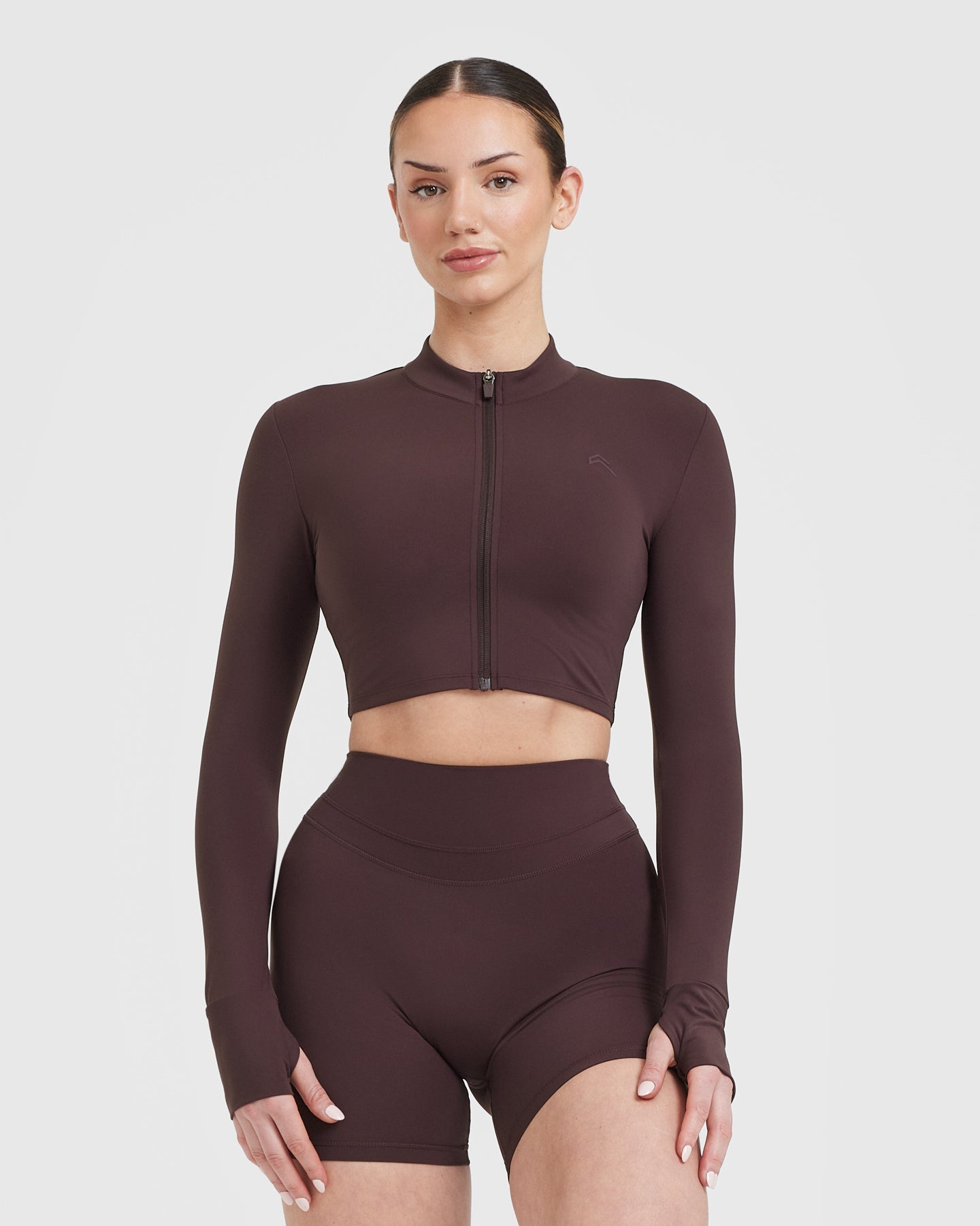 Unified Crop Jacket for Women | Stylish Plum Brown Outerwear | Perfect for Fall Layering & Casual Outfits