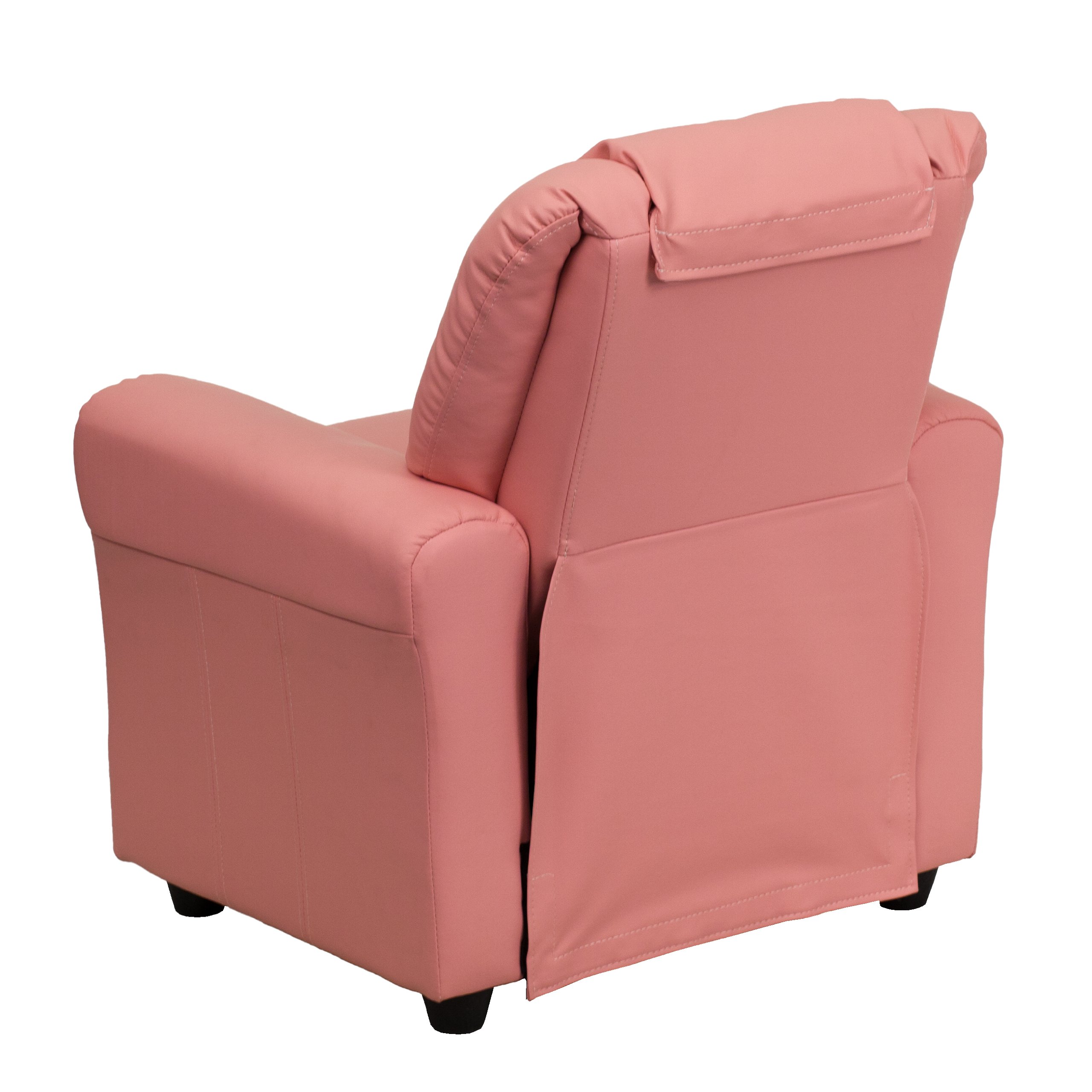 Flash Furniture Vana Vinyl Kids Recliner with Cup Holder & Headrest - Safe Reclining Chair for Children (90 lbs Capacity) - Pink - Perfect for Playrooms, Bedrooms & Movie Nights