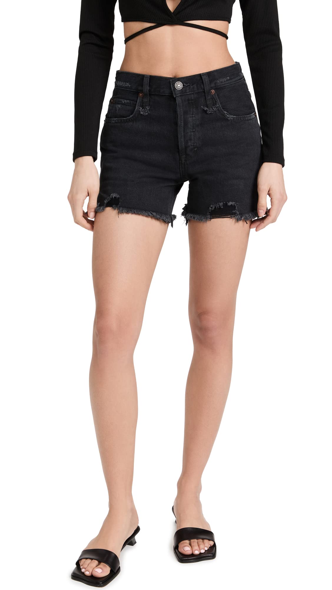 Free People Women's Makai Cutoff Denim Shorts - High Waisted Distressed Vintage Jeans for Summer | Perfect for Beach, Music Festivals & Casual Outings