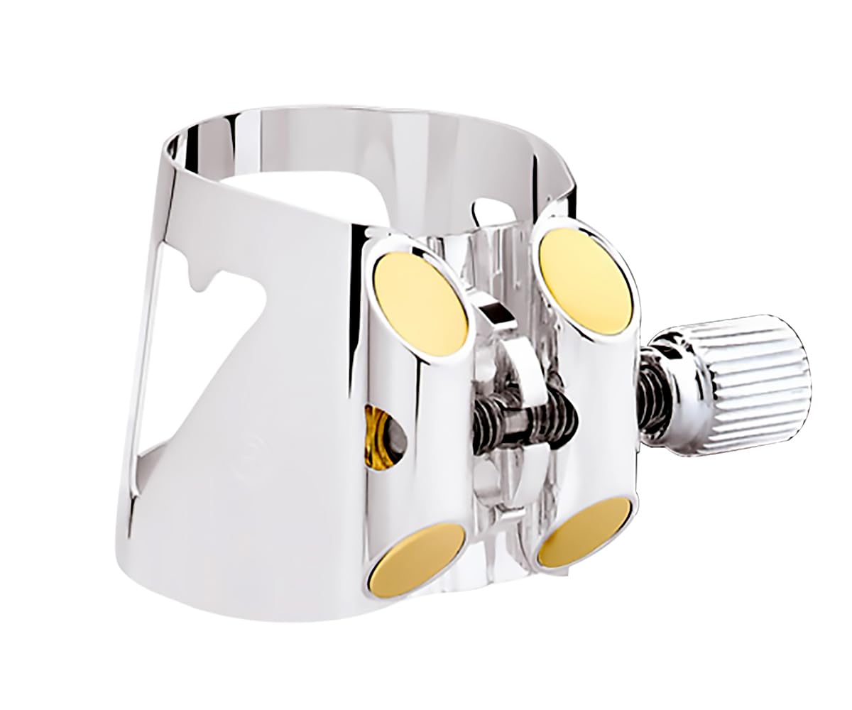 Vandoren LC01P Optimum Ligature & Plastic Cap for Bb Clarinet - Silver Plated with 3 Interchangeable Pressure Plates | Professional Clarinet Accessories for Musicians & Students | Perfect for Performances, Practice & Band Rehearsals
