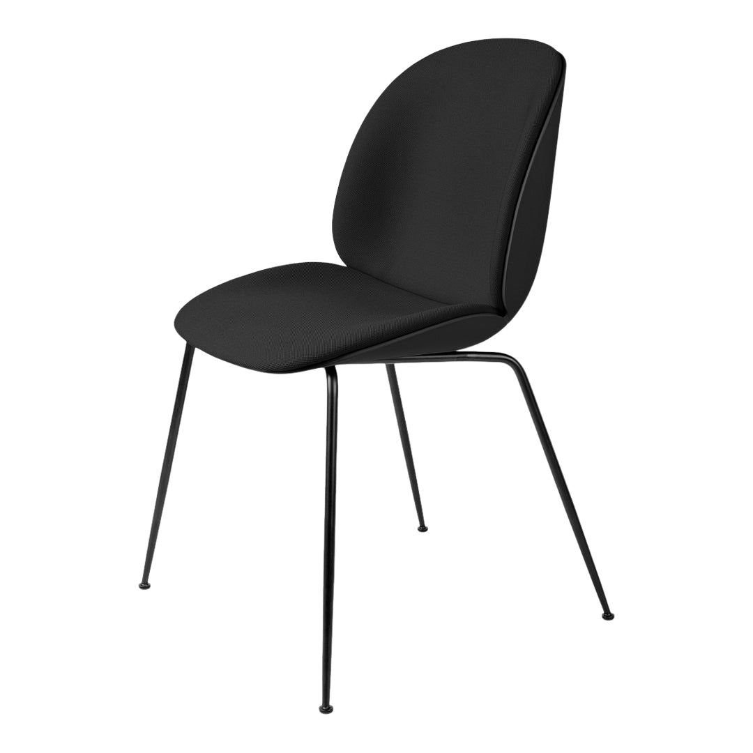Stylish Beetle Dining Chair with Front Upholstery & Antique Brass Conic Base - Perfect for Modern Kitchens, Dining Rooms, and Restaurant Decor